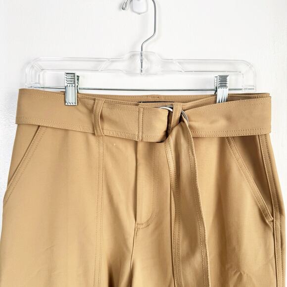 Banana Republic Slim Refined Stretch Cargo Pant Latte Cream Belted Beige Size 4 - Picture 3 of 14